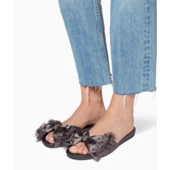 PEDRO GARCIA Sandal GARIELA BLACK SATIN BOW Slide Crystal  Size 39.5 / 9.5 - Picture 4 of 10